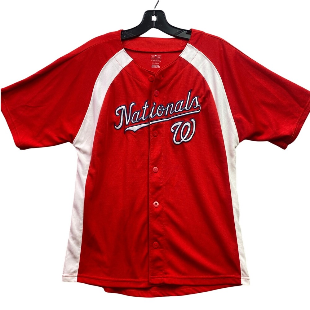 Washington Nationals Jersey Boys Large MLB Baseball Spell‎ Out Athleisure